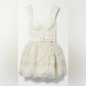 Zimmermann High Tide embellished linen and silk-blend and mesh mini dress